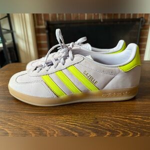Adidas White Sneakers with Yellow Highlights